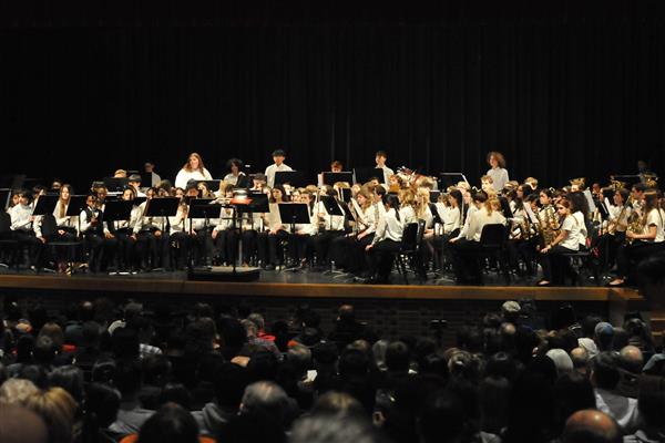 Students performing at the 2023-2024 All County Band Concert
